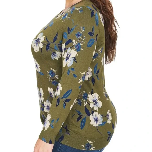 Daniel Rainn Green Floral Sweater - Picture 2 of 6
